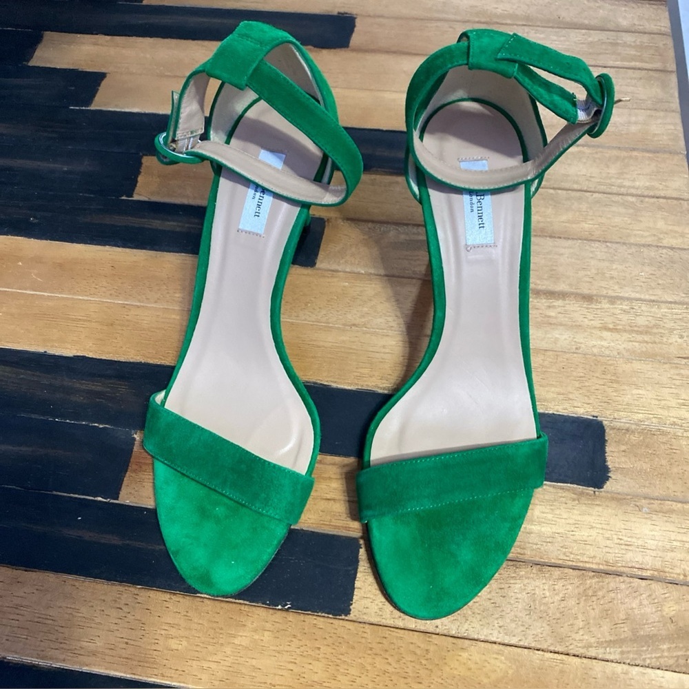 Women’s Green Ankle-Strap Suede Sandals